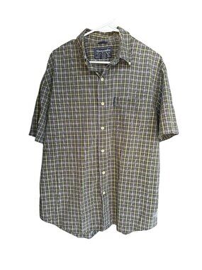 Abercrombie & Fitch Shirt Men's Large Green Plaid Short Sleeve Cotton Vintage